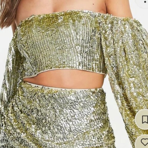 Off-shoulder Sequin Top - Picture 1 of 2
